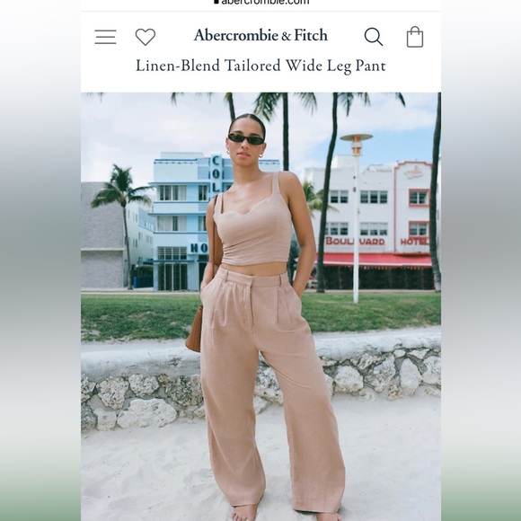 Abercrombie Tailored Linen-Blend Wide Leg Pant- Small - Picture 5 of 7